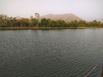 Scenic view of lake against clear sky