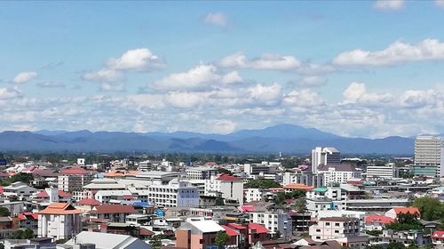 High angle view of townscape against sky