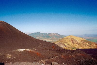 Scenic view of landscape against clear blue sky