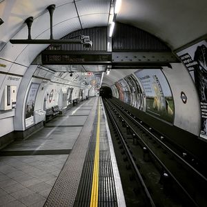 Illuminated railroad station