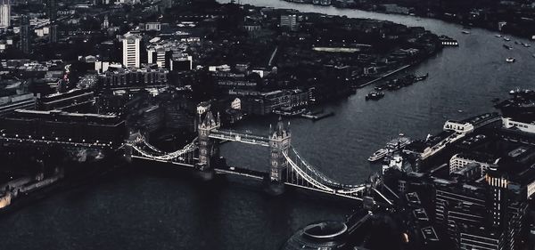 High angle view of bridge over river in city
