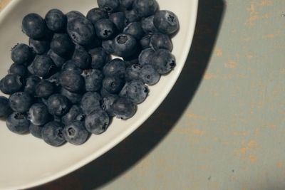 High angle view of ice cream in bowl on table