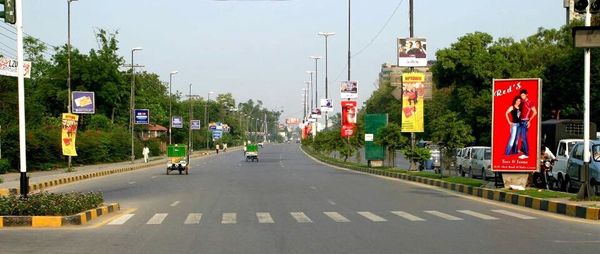 Road sign on street