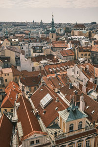 High angle view of buildings in city