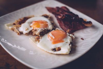 Close-up of breakfast in plate