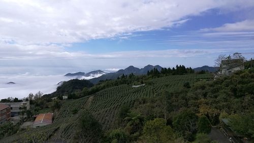 High angle view of landscape against sky