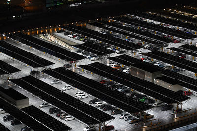 High angle view of railroad tracks in city