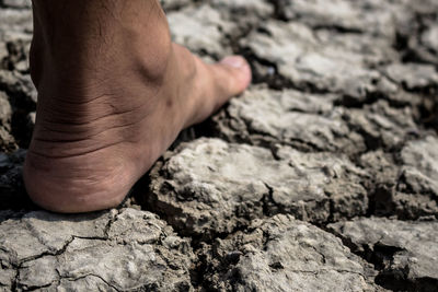 Low section of man legs on rock