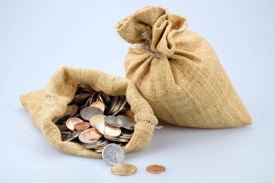 Close-up of stone against white background