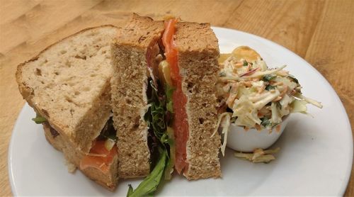 High angle view of meal served in plate