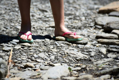 Low section of woman standing on land