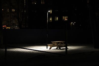 Empty chairs at night