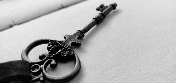 High angle view of chain on table