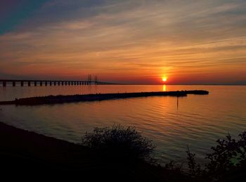 Scenic view of sea at sunset