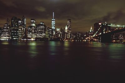 Illuminated cityscape at night