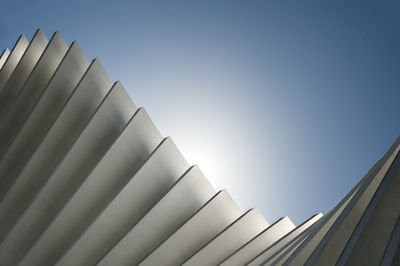 Low angle view of modern building against clear sky