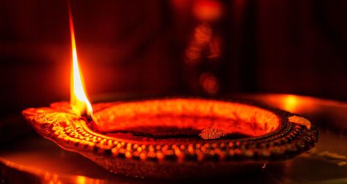 Close-up of lit candles