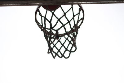 Close-up of basketball hoop against clear sky