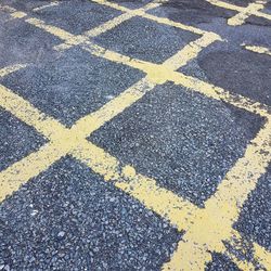 High angle view of zebra crossing on road