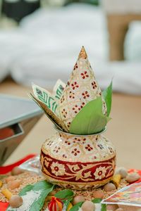 Close-up of dessert on table