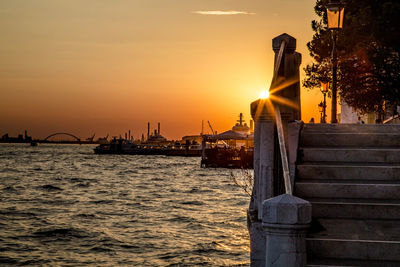 Scenic view of sea against sky during sunset