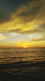 Scenic view of sunset over sea