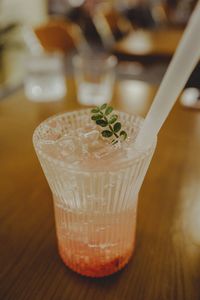 Close-up of drink served on table