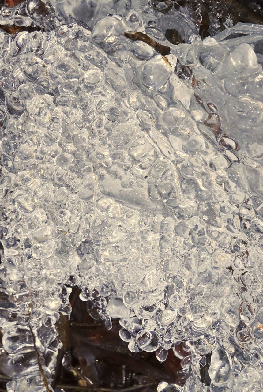 HIGH ANGLE VIEW OF FROZEN WATER