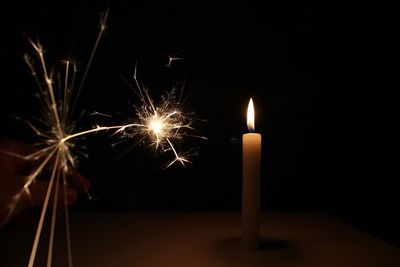 Close-up of illuminated candle