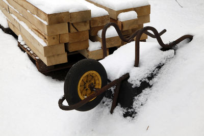 High angle view of snow