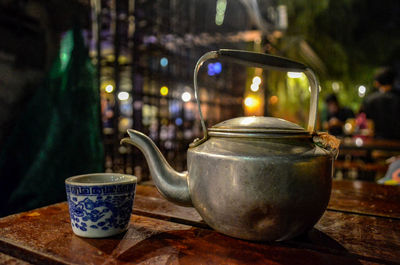 Close-up of tea served on table