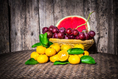 Close-up of fruits on table