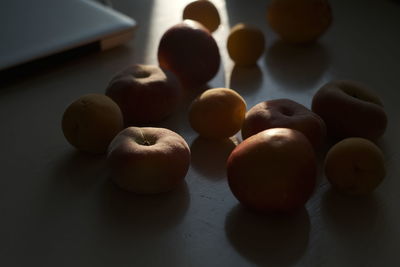 High angle view of fruits on table