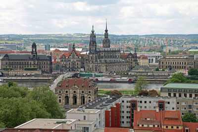 High angle view of buildings in city