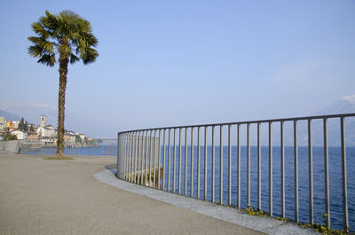 Scenic view of beach against clear sky