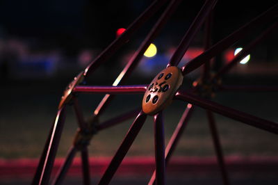 Close-up of wheel at night