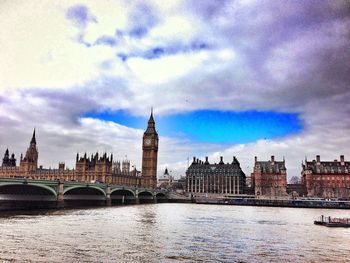 City against cloudy sky