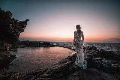 Scenic view of sea during sunset