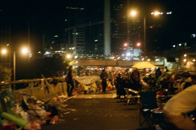 People on street at night