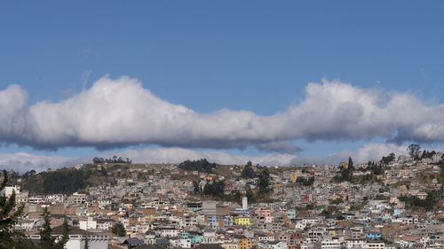 High angle shot of townscape against sky