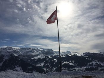 Scenic view of mountains against cloudy sky