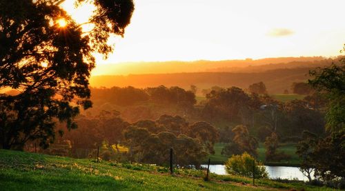 Scenic view of landscape against sky during sunset