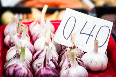 Close-up of vegetables for sale in market