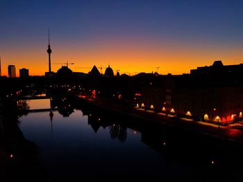 Silhouette of city at night