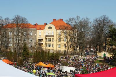 Trees in front of building