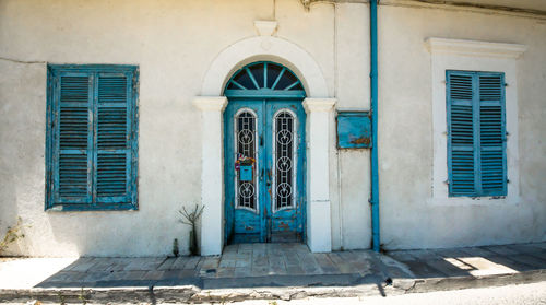 Closed door of building