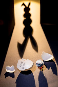 Close-up of papers on table