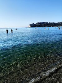 Scenic view of sea against clear sky