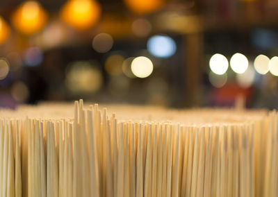 Close up of  toothpicks against blurred background