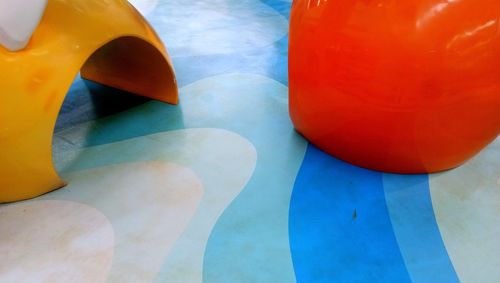 High angle view of multi colored balloons